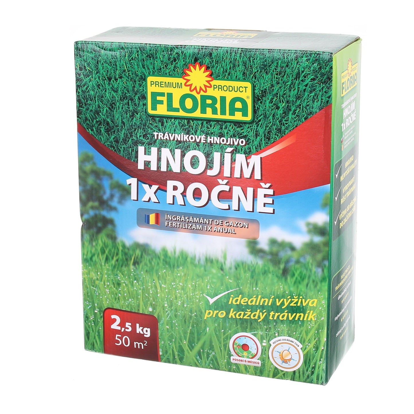 Ingrasamant gazon cu actiune indelungata Floria 2.5 kg – Fertilizare 1x pe an