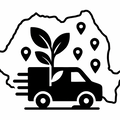 GENERATE AN ICON ON BLACK DESIGN AND THE BACKGROUND IN WHITE. BIG. AND THE DESIGN SHOULD BE BEASED ON THE IDEA THAT WE HAVE SPECIALIZED DELIVERY DIRECTLY TO THE CLIENT LOCATION IN ANY LOCATION ALL ARROUND ROMANIA.