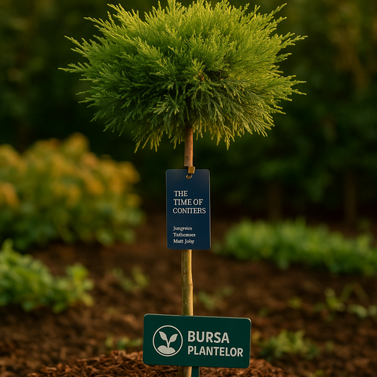 Juniperus × pfitzeriana 'Mint Julep' altoit pe picior
